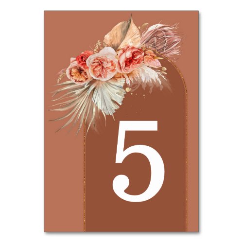 Terracotta Floral Table Number Cards