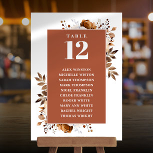 Terracotta Floral Table Number Seating Chart