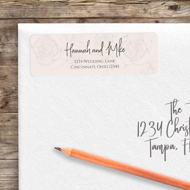 Terracotta Floral Watercolor Greenery Foliage Label (An elegant blush floral handwritten script-style return address label.)