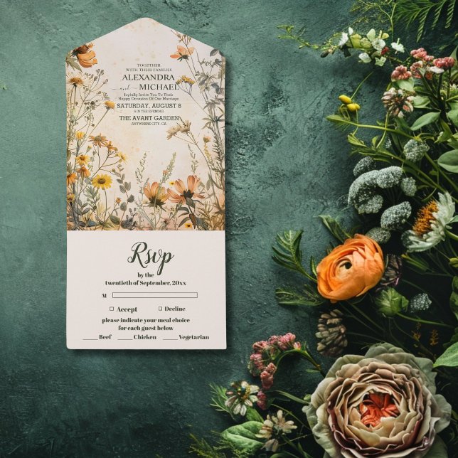 Terracotta Floral Wedding All In One Invitation (Creator Uploaded)