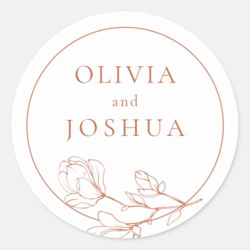 Terracotta Floral Wedding Classic Round Sticker