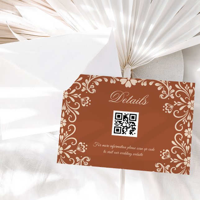 Terracotta Floral Wedding Details Enclosure Card (Creator Uploaded)