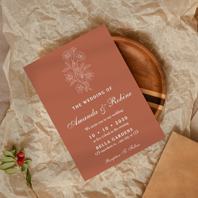 Terracotta Floral Wedding Invitation (Creator Uploaded)