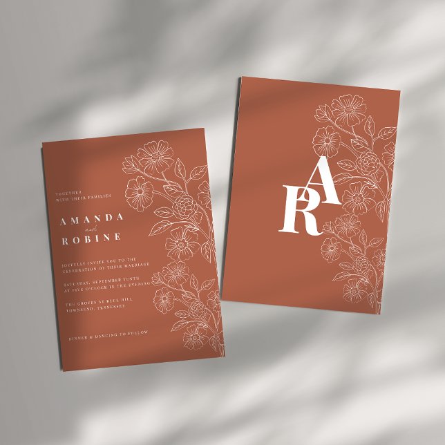 Terracotta Floral Wedding Invitation (Creator Uploaded)