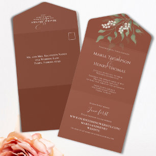 Terracotta Floral Wedding Invitation Template