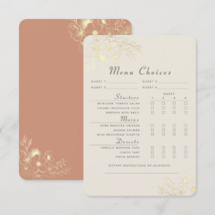 Terracotta Floral Wedding Menu Choice Card