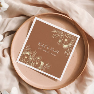 Terracotta Floral Wedding Napkins