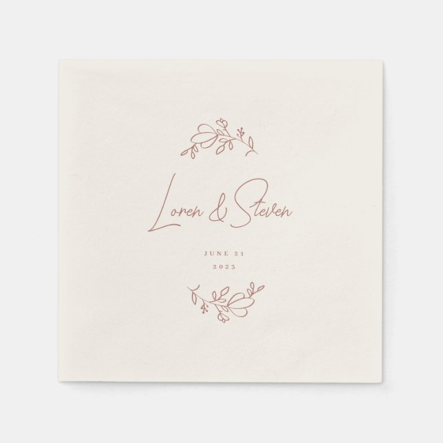 Terracotta Floral Wedding  Napkins (Front)