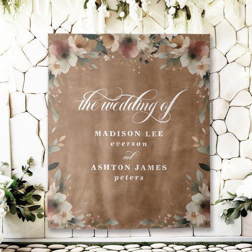 Terracotta Floral Wedding Photo Booth Backdrop