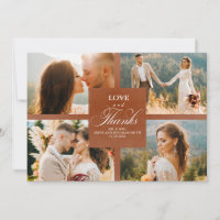 Terracotta Floral Wedding Photo Collage Thank You