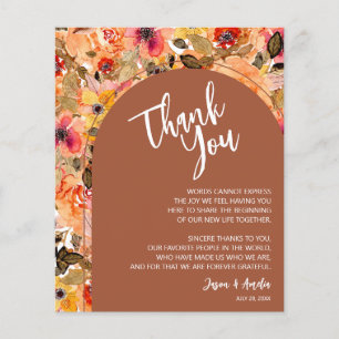 Terracotta Floral Wedding Plate Thank You Flyer