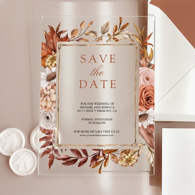 Terracotta Floral Wedding Save the Date (Creator Uploaded)
