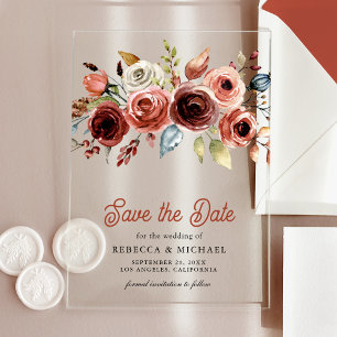 Terracotta Floral Wedding Save the Date