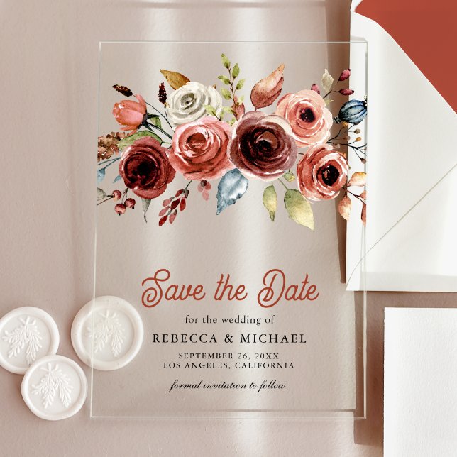 Terracotta Floral Wedding Save the Date (Creator Uploaded)
