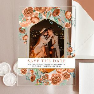 Terracotta Floral Wedding Save the Date
