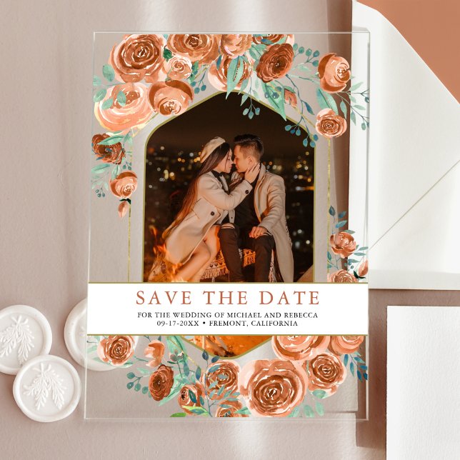 Terracotta Floral Wedding Save the Date (Creator Uploaded)