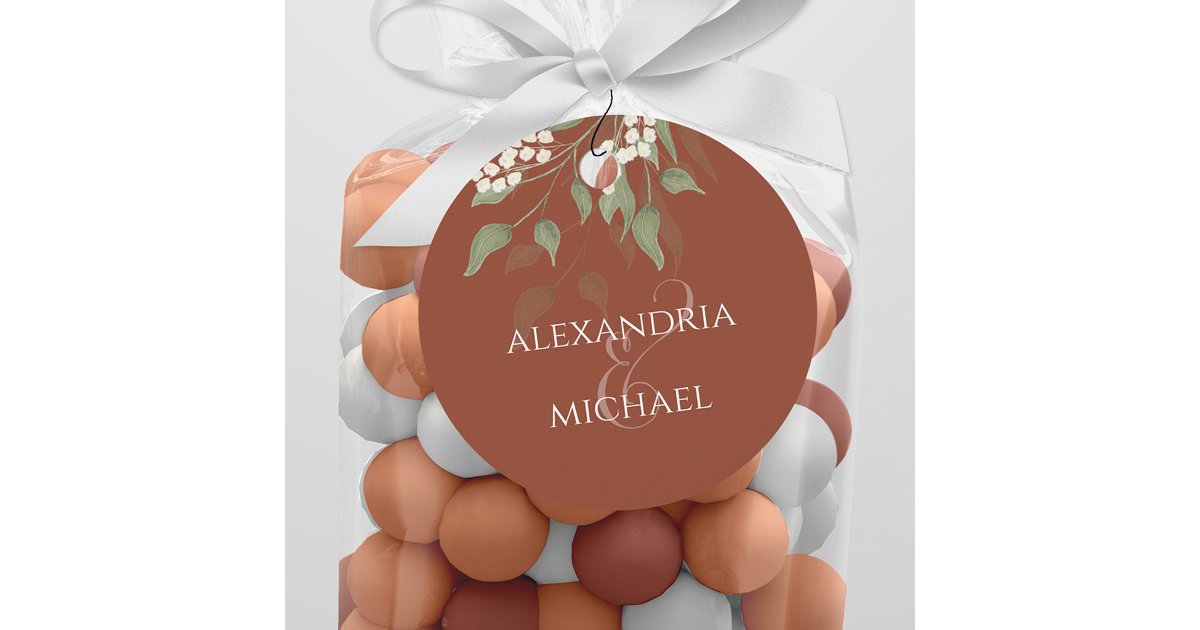 Terracotta Floral Wedding Thank You Custom Favor Tags | Zazzle