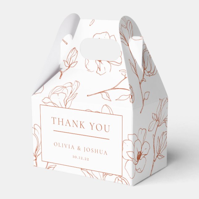 Terracotta Floral Wedding Thank you Favor Boxes (Front Side)