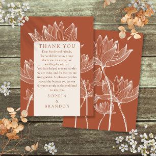 Terracotta Floral Wedding Thank You Place Card