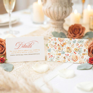 Terracotta Floral Whimsical Wedding Details  Enclosure Card
