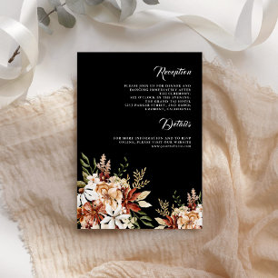 Terracotta Floral Wildflower Black Wedding Details Enclosure Card