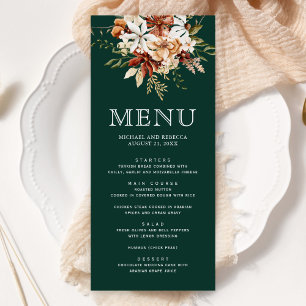 Terracotta Floral Wildflower Emerald Green Wedding Menu