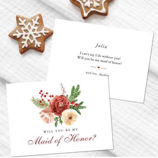 Terracotta Floral Will You Be My Maid of Honor Invitation (Creator Uploaded)
