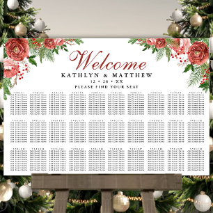 Terracotta Floral Winter Wedding 30 Table Seating Poster