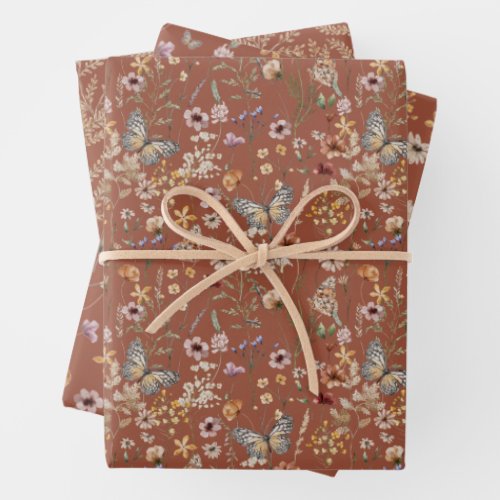 Terracotta Floral Wrapping Paper