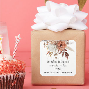 Terracotta Florals Handmade Especially For You Square Sticker