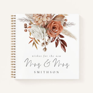 Terracotta Florals Lesbian Wedding Guest Book