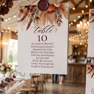 Terracotta Florals Table Number Name Seating Card