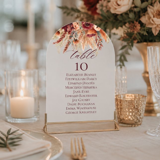 Terracotta Florals Table Number Name Seating Chart (Creator Uploaded)
