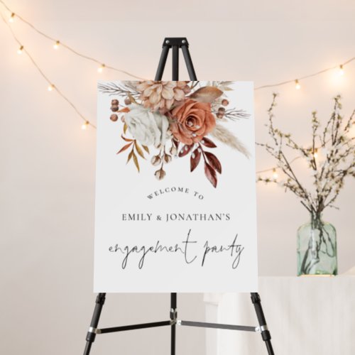 Terracotta Florals Welcome Engagement Party Foam Board