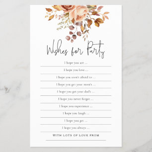 Terracotta Florals Wishes for Baby Shower Game  Flyer
