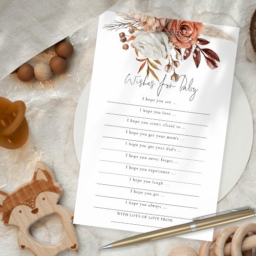 Terracotta Florals Wishes for Baby Shower Game Flyer
