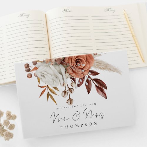 Terracotta Florals Wishes New Mr Mrs Guest Book