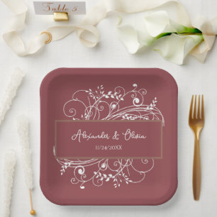 Terracotta Flourish Wedding Shower Paper Plates