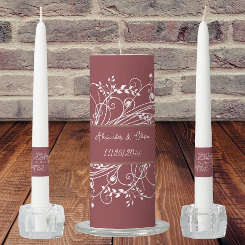 Terracotta Flourish Wedding Unity Candle Set