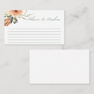 Terracotta Flower advice and wishes bridal shower  Enclosure Card