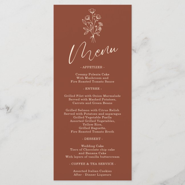 Terracotta Flower Bohemian Simple Botanical Menu