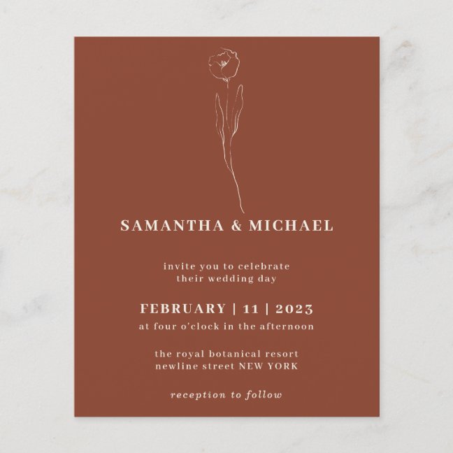 Terracotta Flower Botanical Wedding budget Flyer