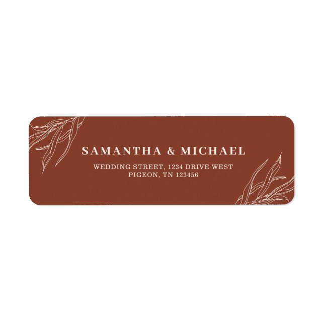 Terracotta Flower Leaf Frame Wedding address Label (Front)