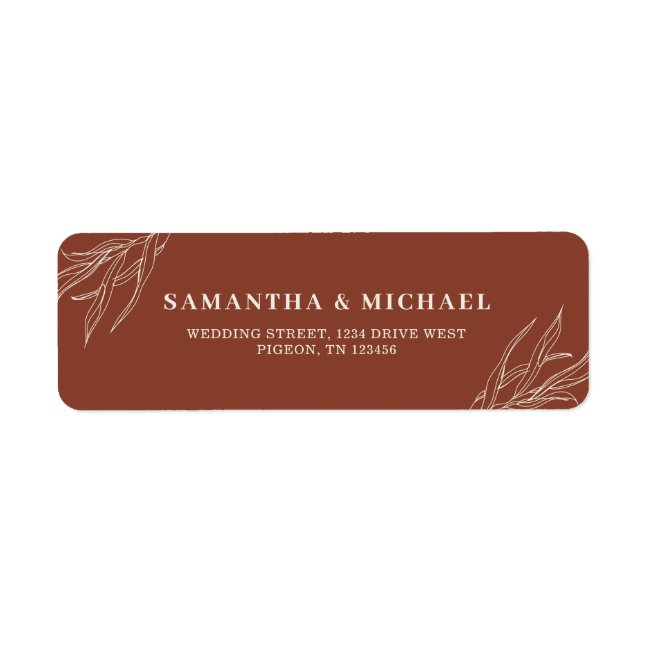 Terracotta Flower Leaf Frame Wedding address Label