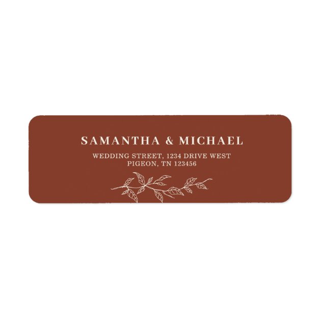 Terracotta Flower Leaf Wedding address Label