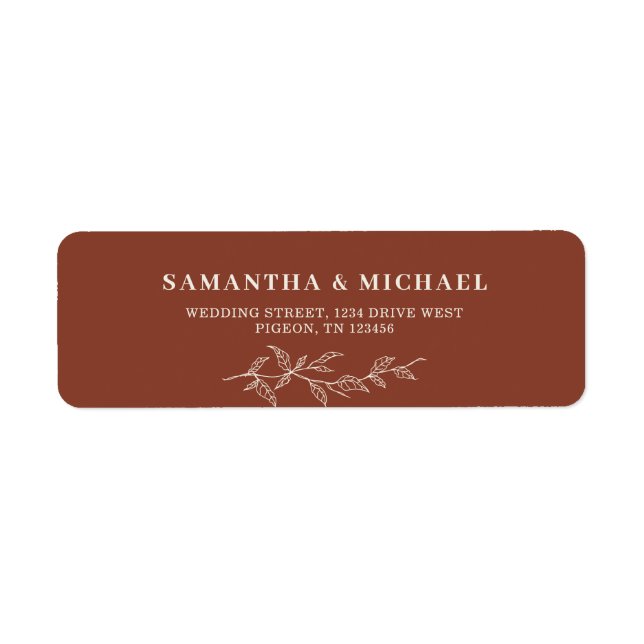 Terracotta Flower Leaf Wedding address Label (Front)