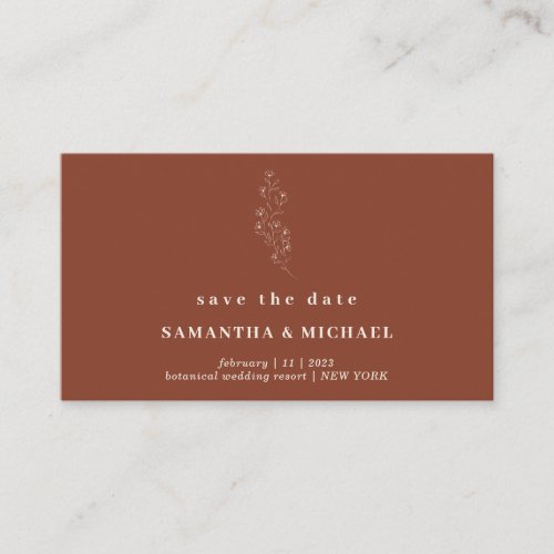 Terracotta Flower Mini Save The Date Enclosure Card