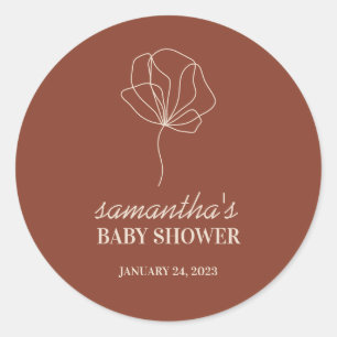 Terracotta Flower Simple Boho Classic Round Sticker