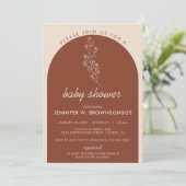 Terracotta Flower Summer Fall Join Baby Shower Invitation (Standing Front)