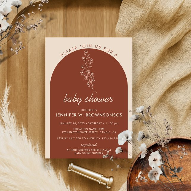 Terracotta Flower Summer Fall Join Baby Shower Invitation (Creator Uploaded)